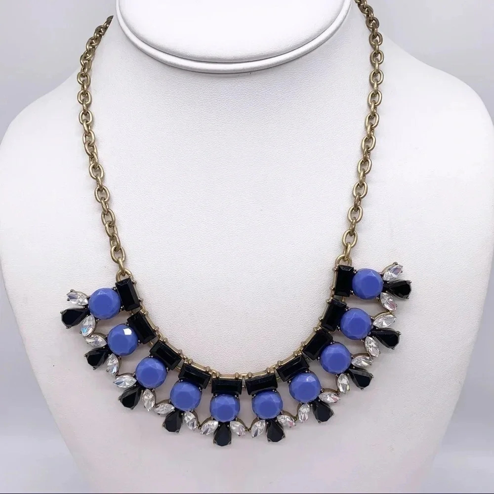 J. Crew Blue & Black Jeweled Necklace